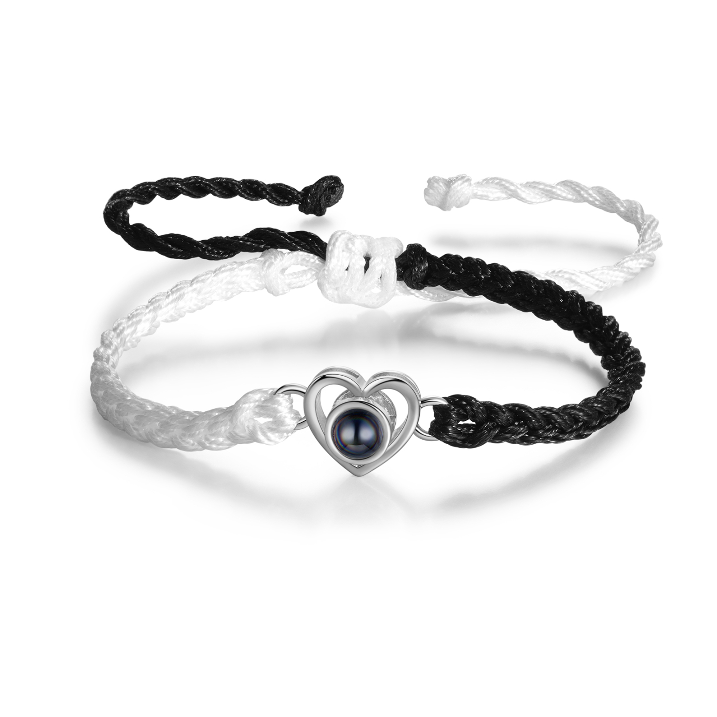 Pulsera de cuerda con proyección de foto en color con dije de corazón pulsera ajustable-Jessemade ES