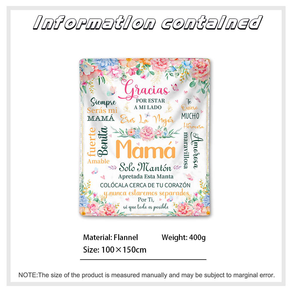 A mi mamá-Manta de buen calidad con frase amoroso-Jessemade ES