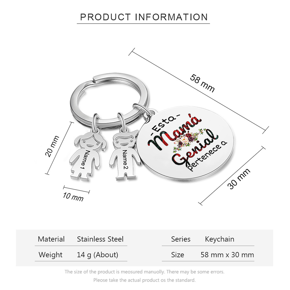 A mi mamá - Llavero 1-5 Nombres Personalizado con Charms de Niños-Jessemade ES