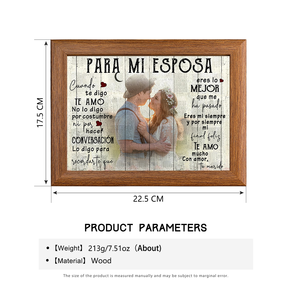 Para mi esposa-Marco de madera de 1 foto personalizada-Jessemade ES