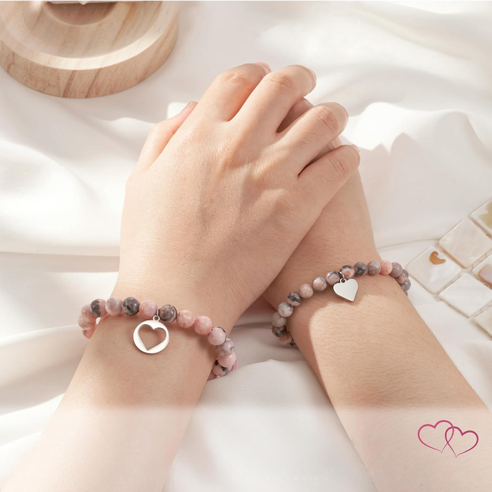 Madre e hija-Unidad de pulseras de corazón con tarjeta amorosa