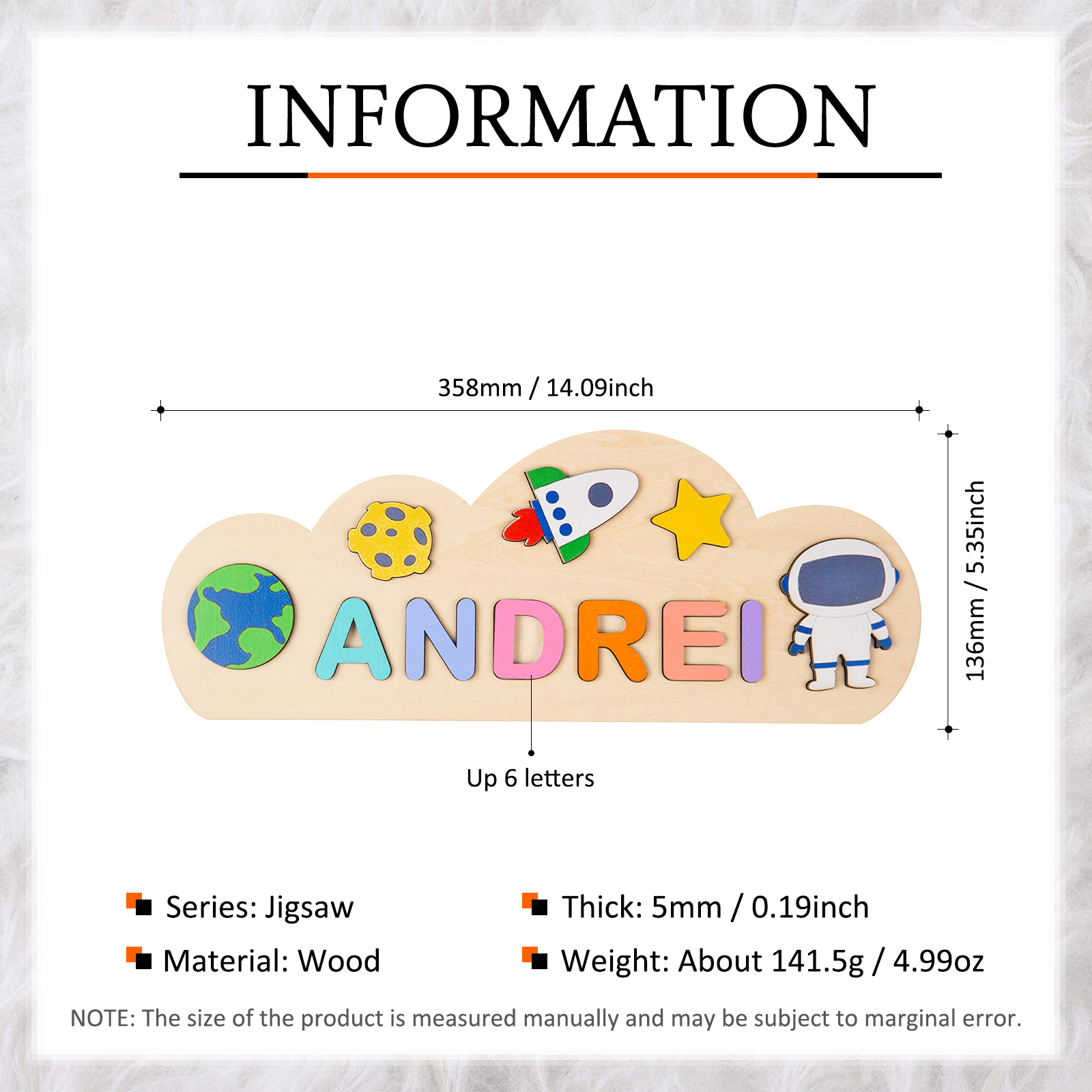 Puzzles/Rompecabezas de Madera Personalizada con 1 Nombre