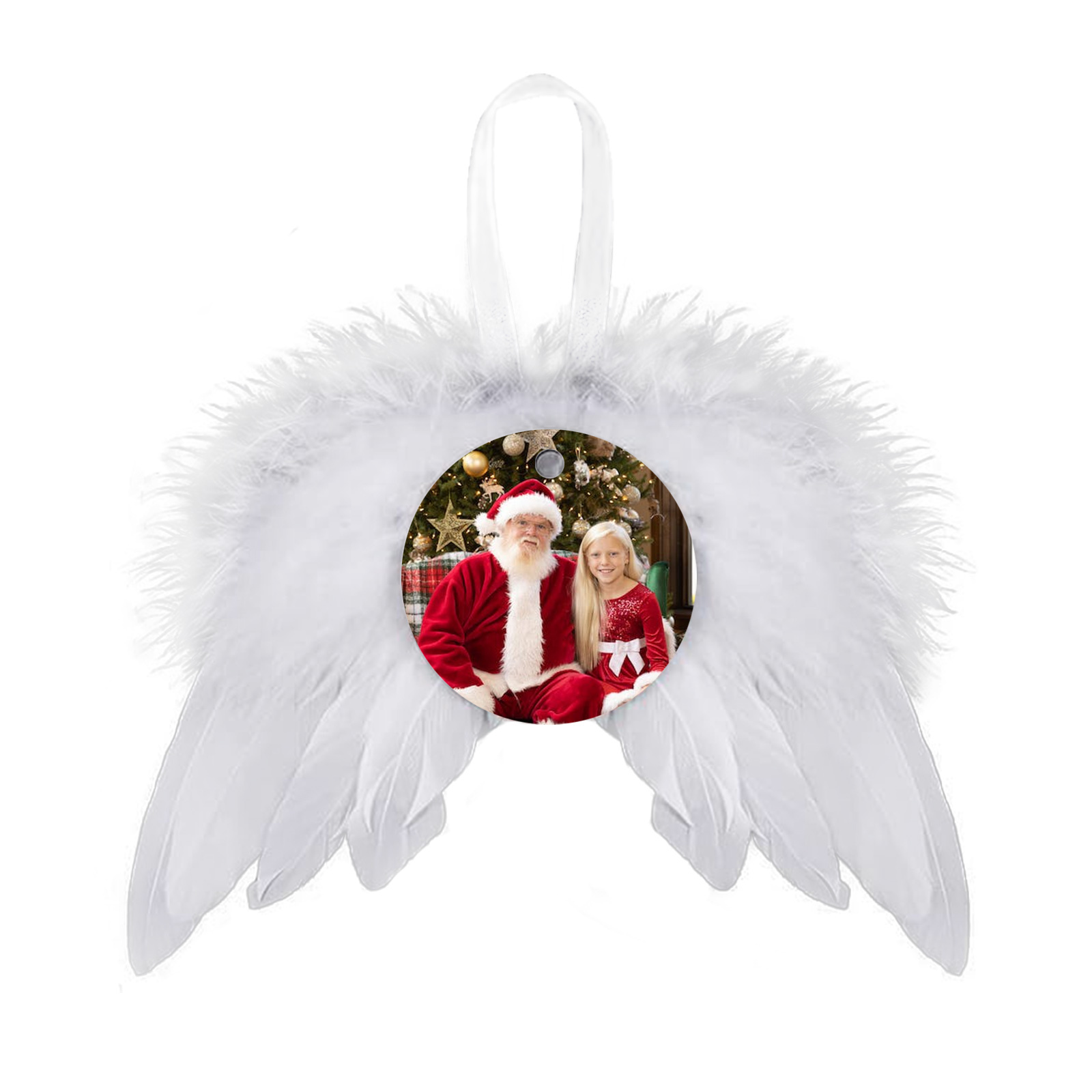 Navidad-Ornamento navideño alas de ángel con 1 foto personalizada adorno del árbol