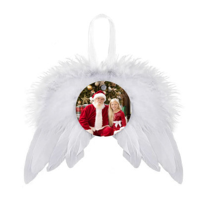 Navidad-Ornamento navideño alas de ángel con 1 foto personalizada adorno del árbol