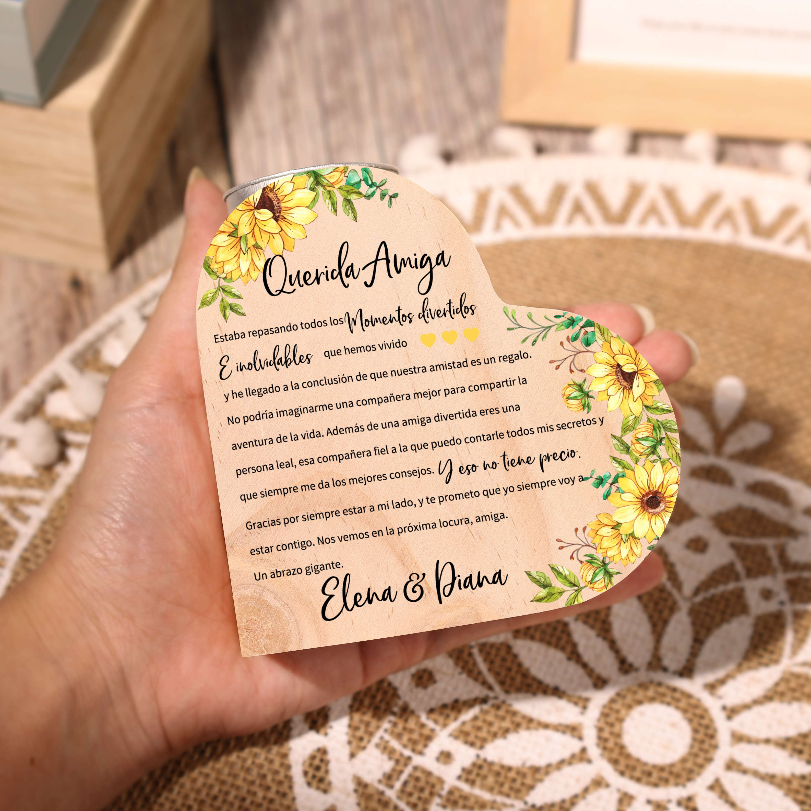 A mi amiga - Candelero de madera sin vela 1 texto personalizado-Jessemade ES