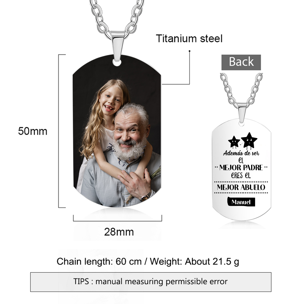 A MI ABUELO-Collar de placa personalizada con nombre y foto-Jessemade ES
