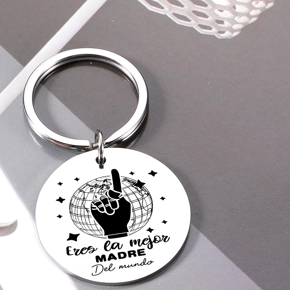 A mi mamá - Llavero de placa redonda "la mejor mamá del mundo"-Jessemade ES