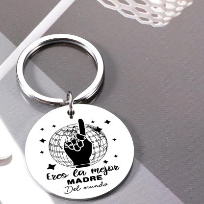 A mi mamá - Llavero de placa redonda "la mejor mamá del mundo"-Jessemade ES