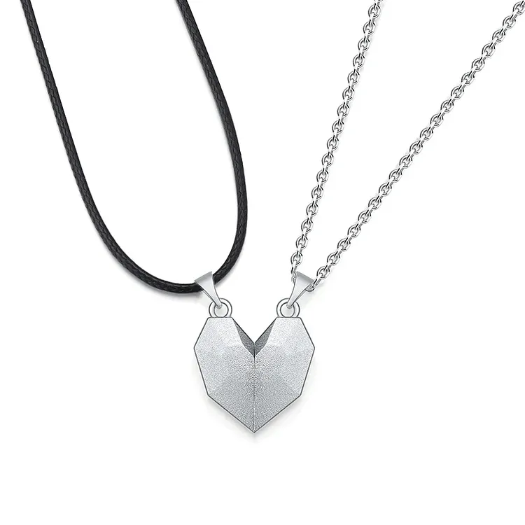A mi amor-Collares personalizados para pareja con dije de corazón de rompecabezas magnético grabado de dos letras-Jessemade ES