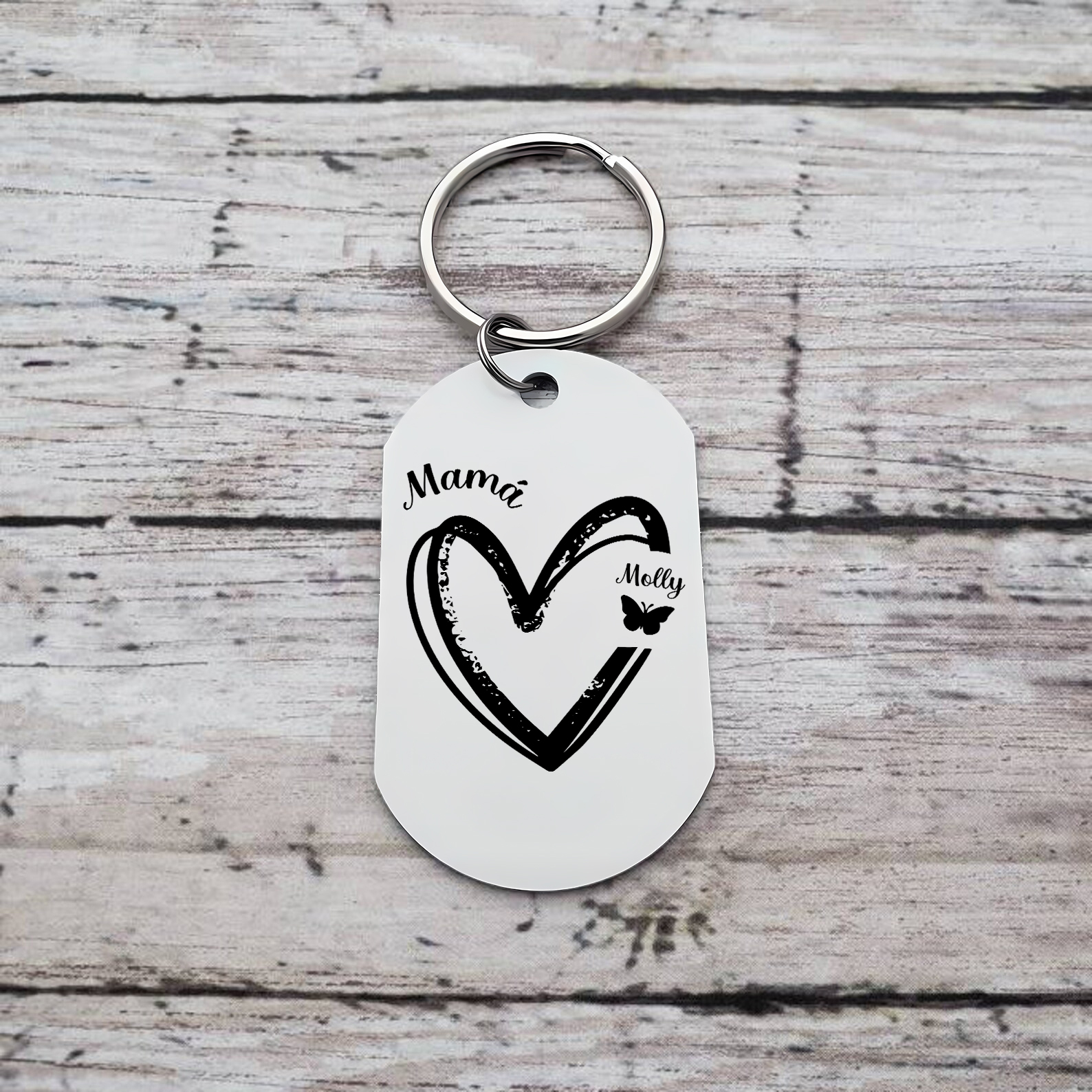 A mi mamá-Llavero 1-6 Nombres Personalizados CORAZÓN Y MARIPOSAS-Jessemade ES