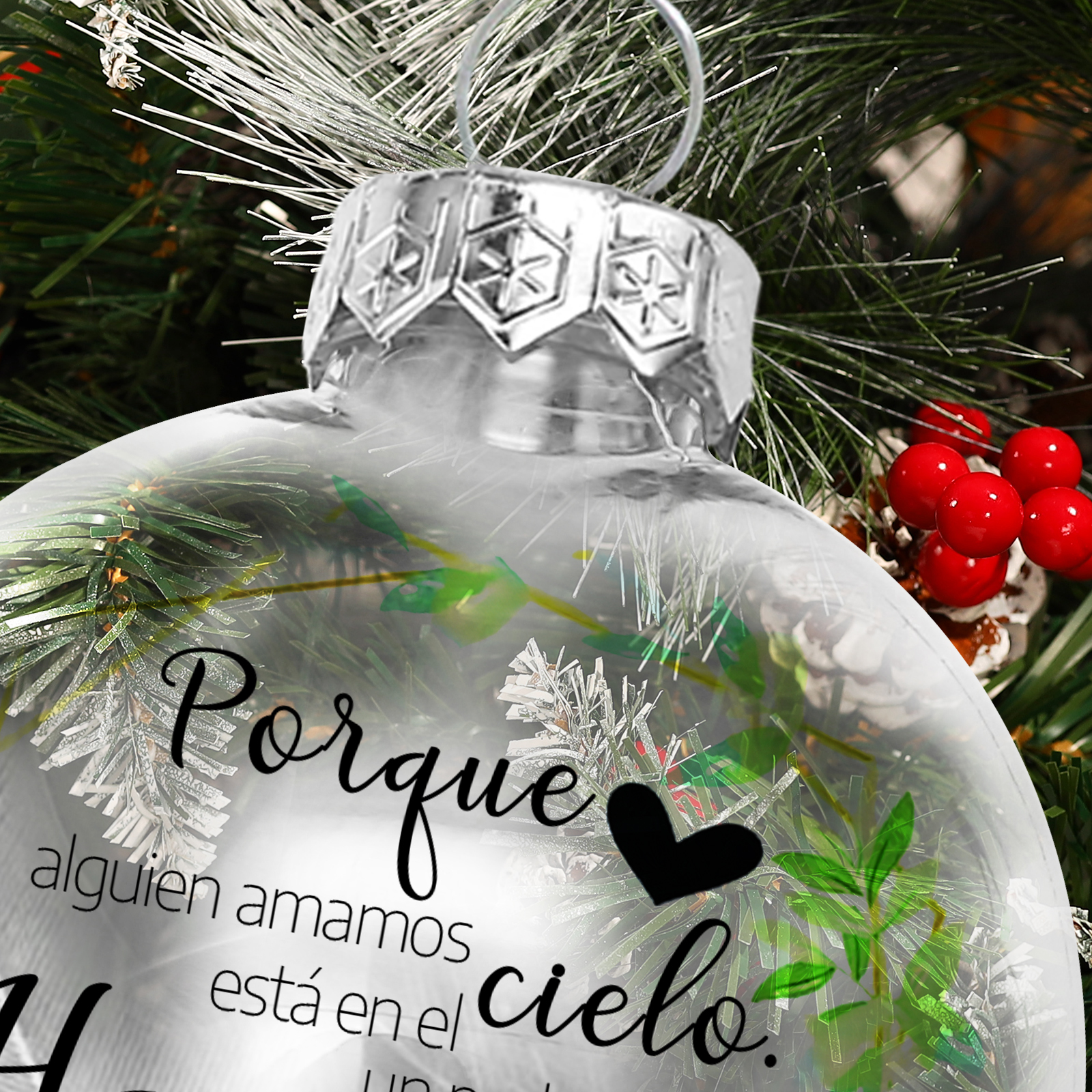 Bola navideña conmemorativa Adorno de Navidad con pluma -Jessemade ES