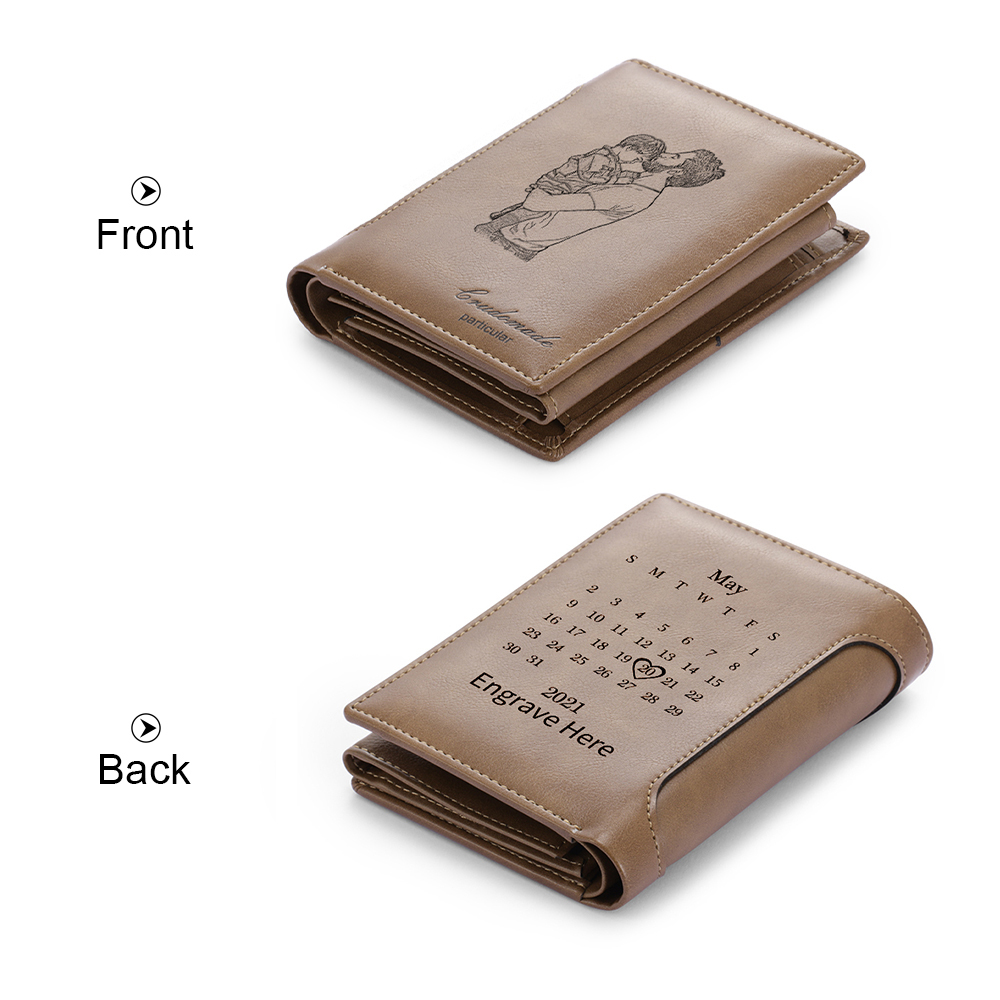 Cartera con 1 Foto Personalizada con Fecha Monedero Clásico para Hombre 1 Nombre