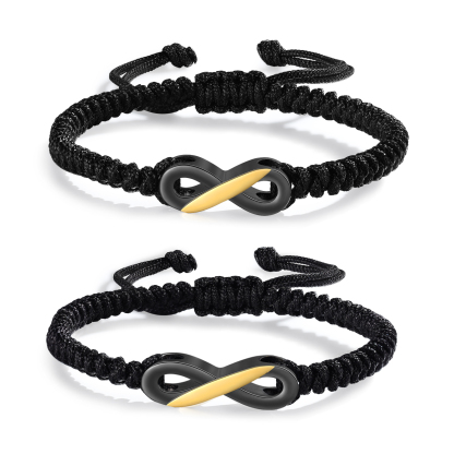 Pulseras de cuerda para pareja con dije de infinito nombre personalizado-Jessemade ES