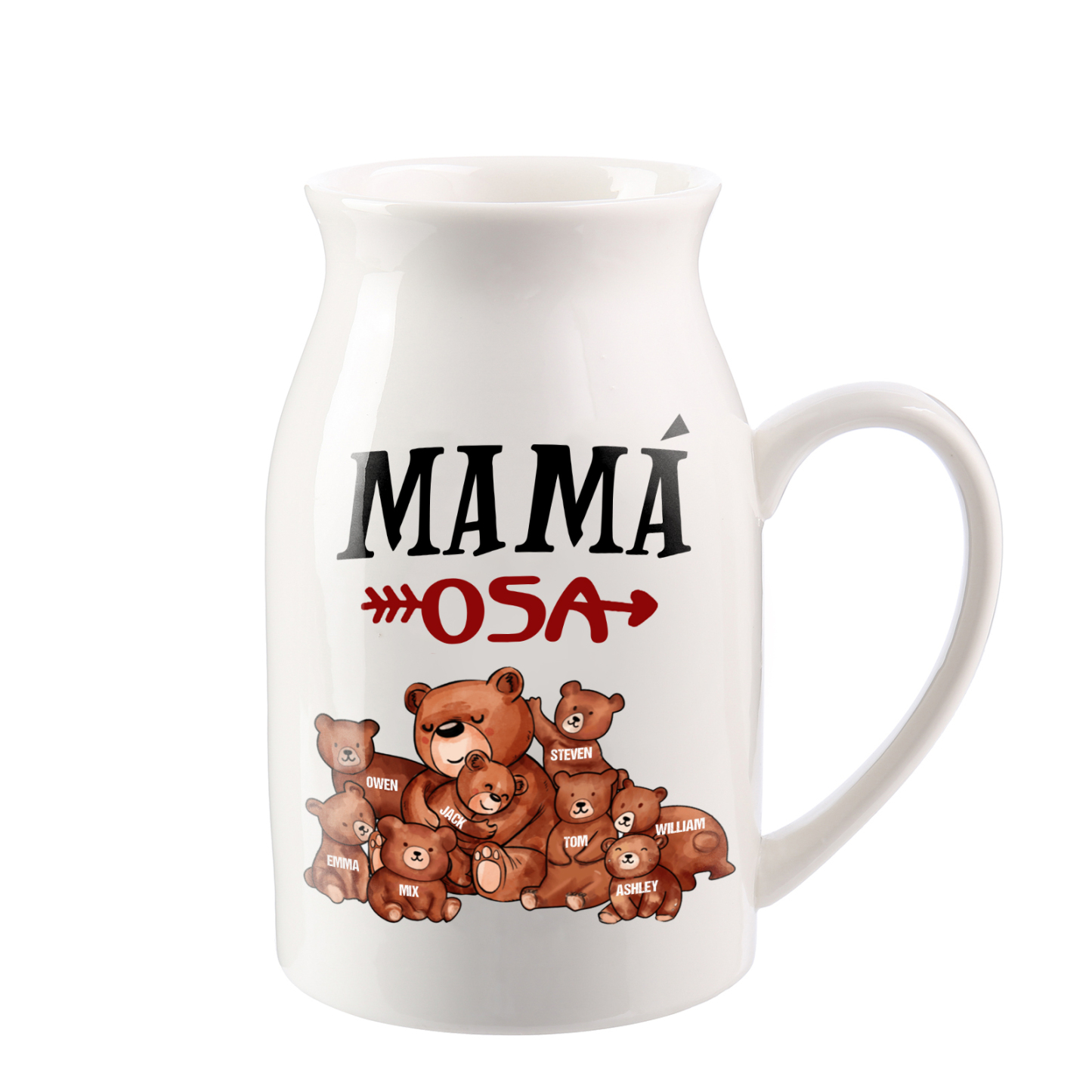 Florero de cerámica mamaosa y sus bebés 2-8 nombres personalizados con texto decoración del hogar-Jessemade ES
