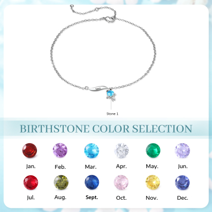 Pulsera de tobillo 1-6 nombres y piedras personalizados con dije de pececito-Jessemade ES