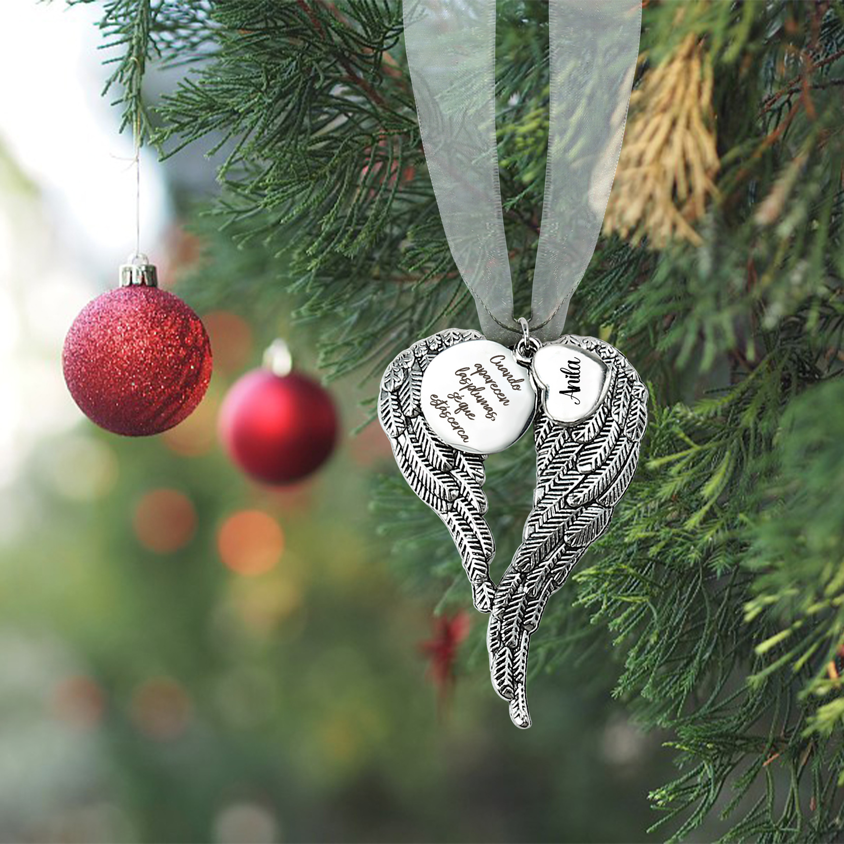 Adorno navideño de alas conmemorativo Adorno de Navidad 1 nombre personalizado 