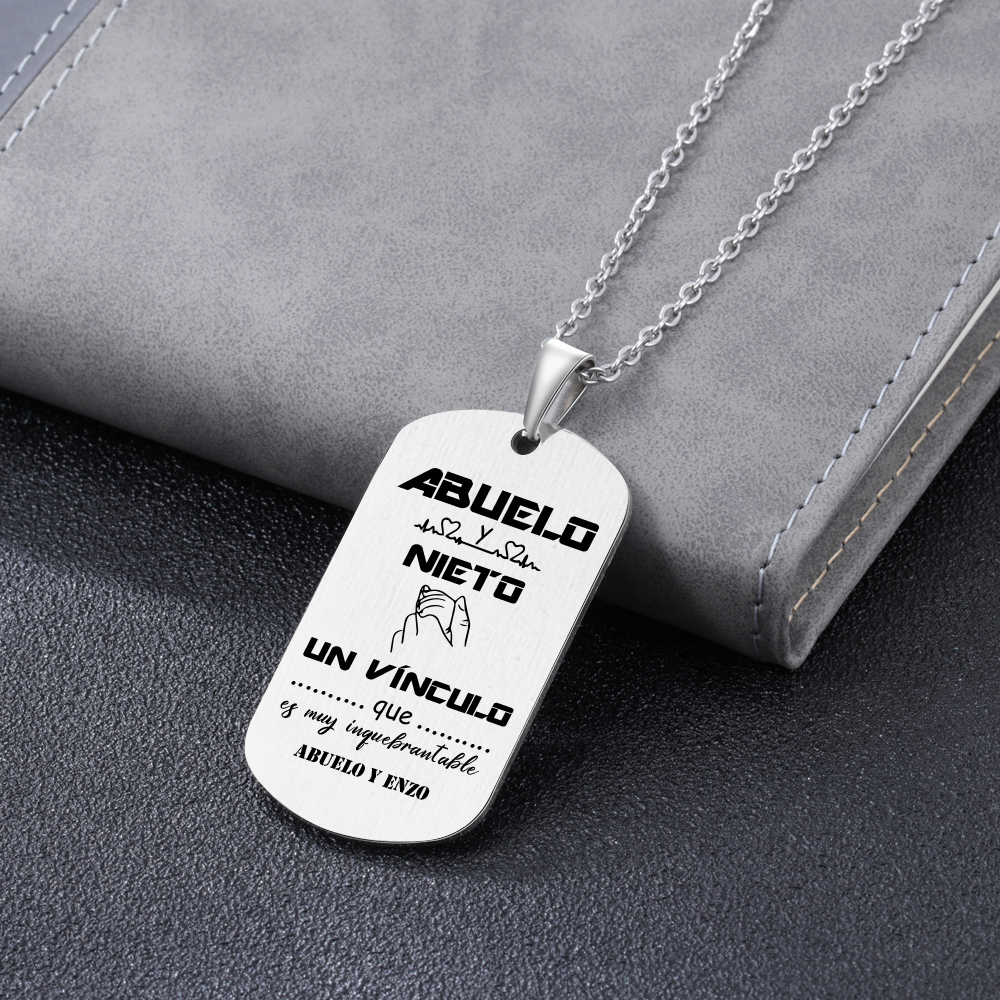 A MI ABUELO-Collar vínculo entre abuelo y nieto de placa personalizada con 1 texto-Jessemade ES