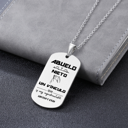 A MI ABUELO-Collar vínculo entre abuelo y nieto de placa personalizada con 1 texto-Jessemade ES