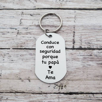 A mi hijo-Llavero de placa "Conduce con seguridad" de padres-Jessemade ES