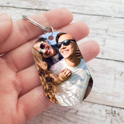 Llavero personalizado con 2 nombres y 1 foto para pareja-Jessemade ES