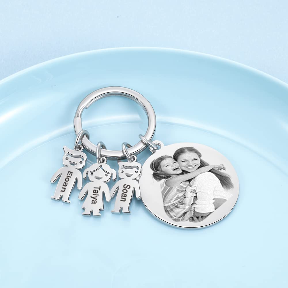 A mi tía - Llavero 4 Nombres Personalizado Con Charms 4 Niños con Foto y Texto-Jessemade ES