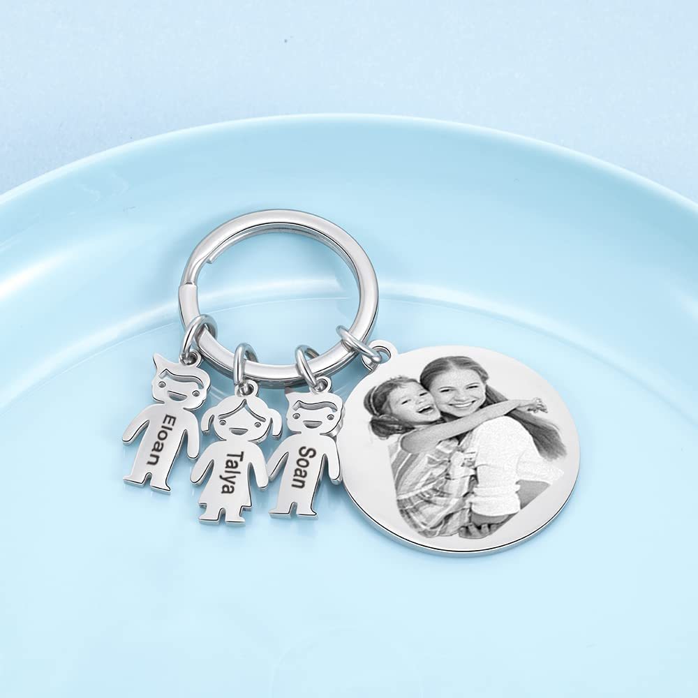 A mi papá - Llavero 4 Nombres Personalizado Con Charms 4 Niños con Foto y Texto-Jessemade ES