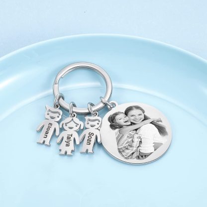A mi tía - Llavero 4 Nombres Personalizado Con Charms 4 Niños con Foto y Texto-Jessemade ES