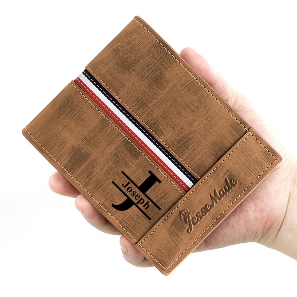 Cartera, billetera personalizada con 1 foto, 1 nombre y 1 letra monedero para hombre-Jessemade ES