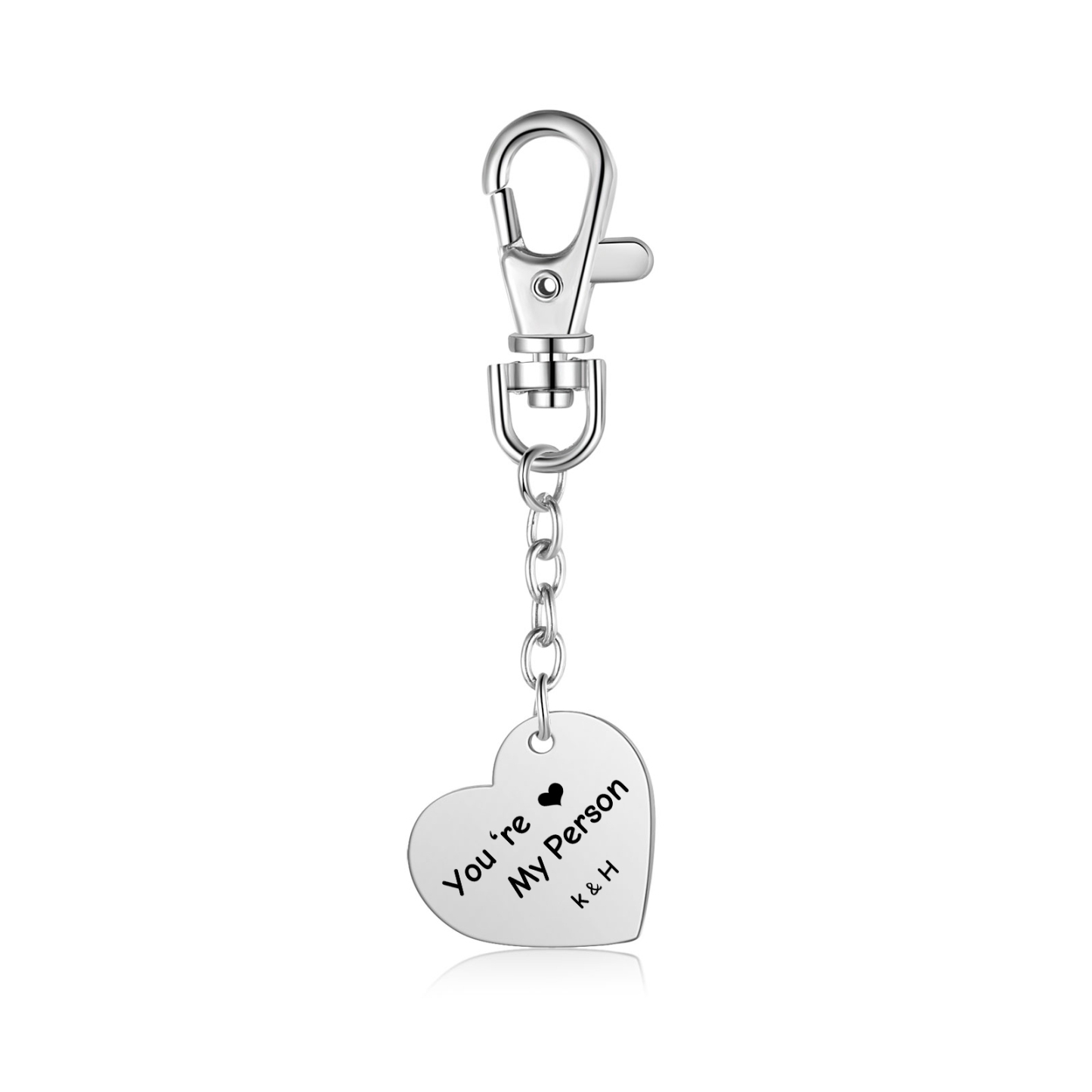 Llavero para pareja placa y corazón personalizado con 2 letras y 2 textos-Jessemade ES