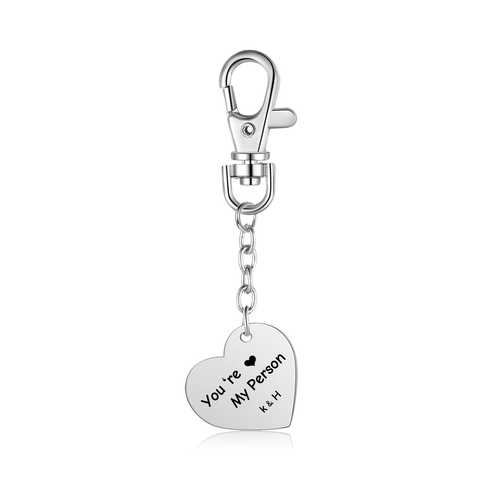 Llavero para pareja placa y corazón personalizado con 2 letras y 2 textos-Jessemade ES