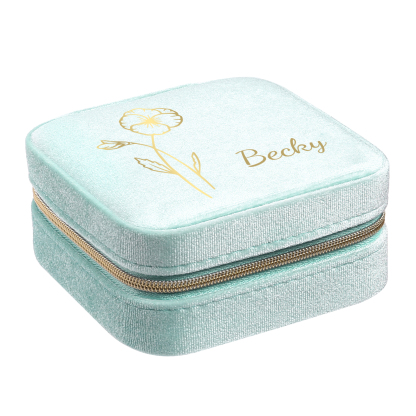 Caja de regalo para joya personalizada con nombre y flor de nacimiento-Jessemade ES