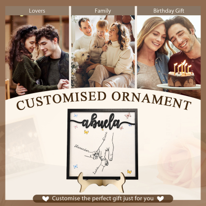 A mi abuela-Adorno 2-7 nombres personalizados decoración de madera mano con manitos-Jessemade ES