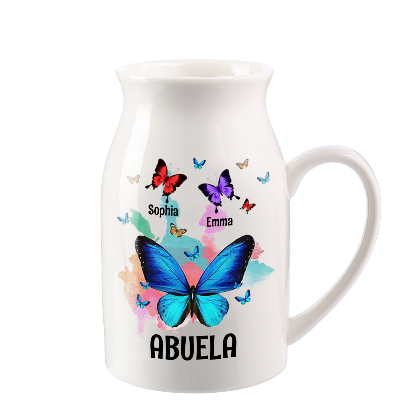 Florero de cerámica mariposas 2-8 nombres personalizados con texto decoración del hogar-Jessemade ES