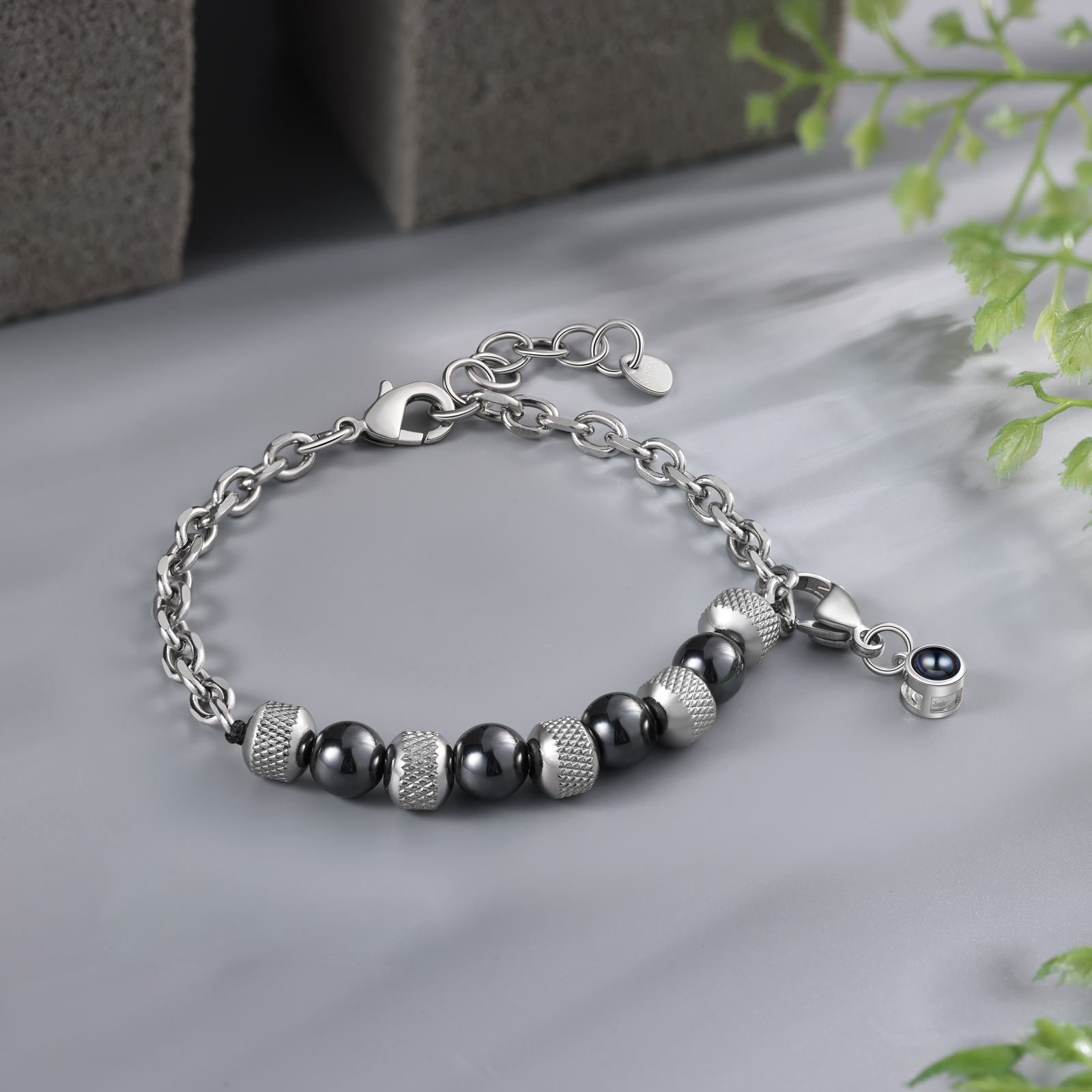 Pulsera de piedras con colgante de proyección de foto en color -Jessemade ES