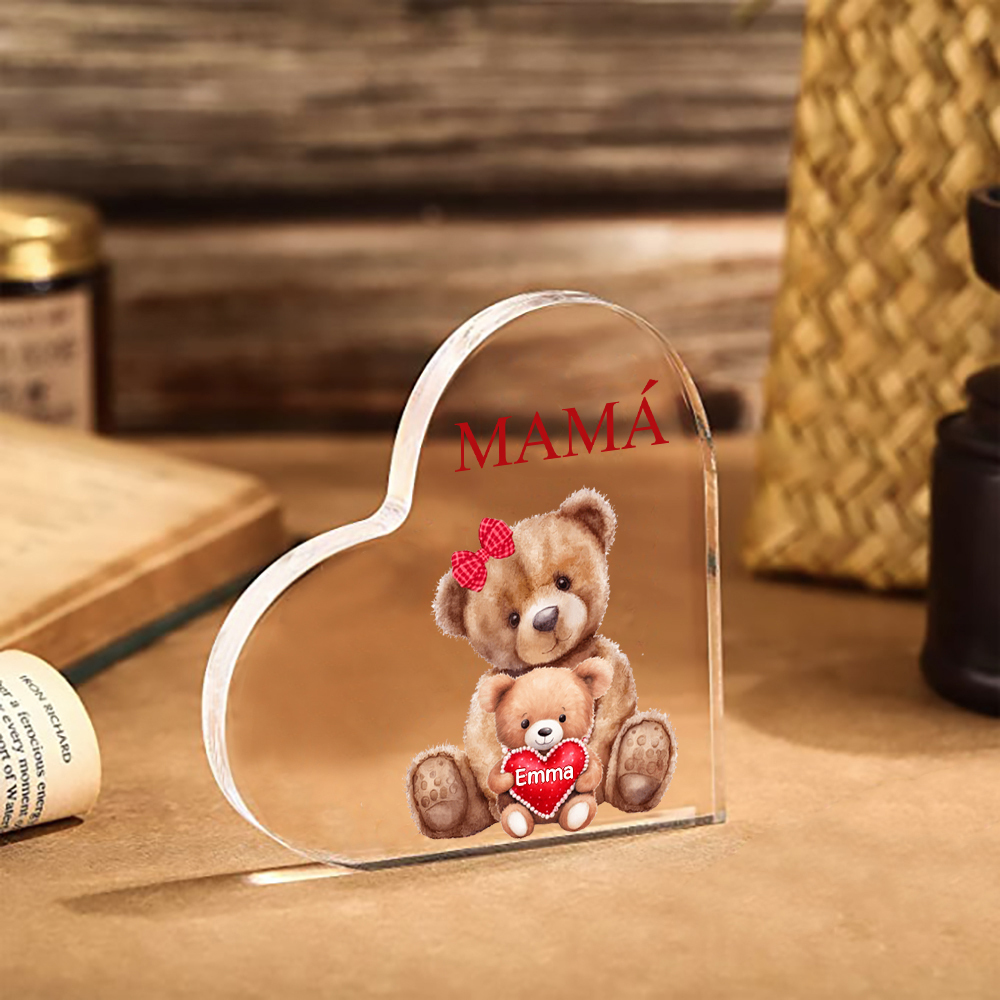A mi mamá/abuela-Placa de acrílico "Nosotros" en forma de corazón 1 nombre y 1 texto personalizados-Jessemade ES