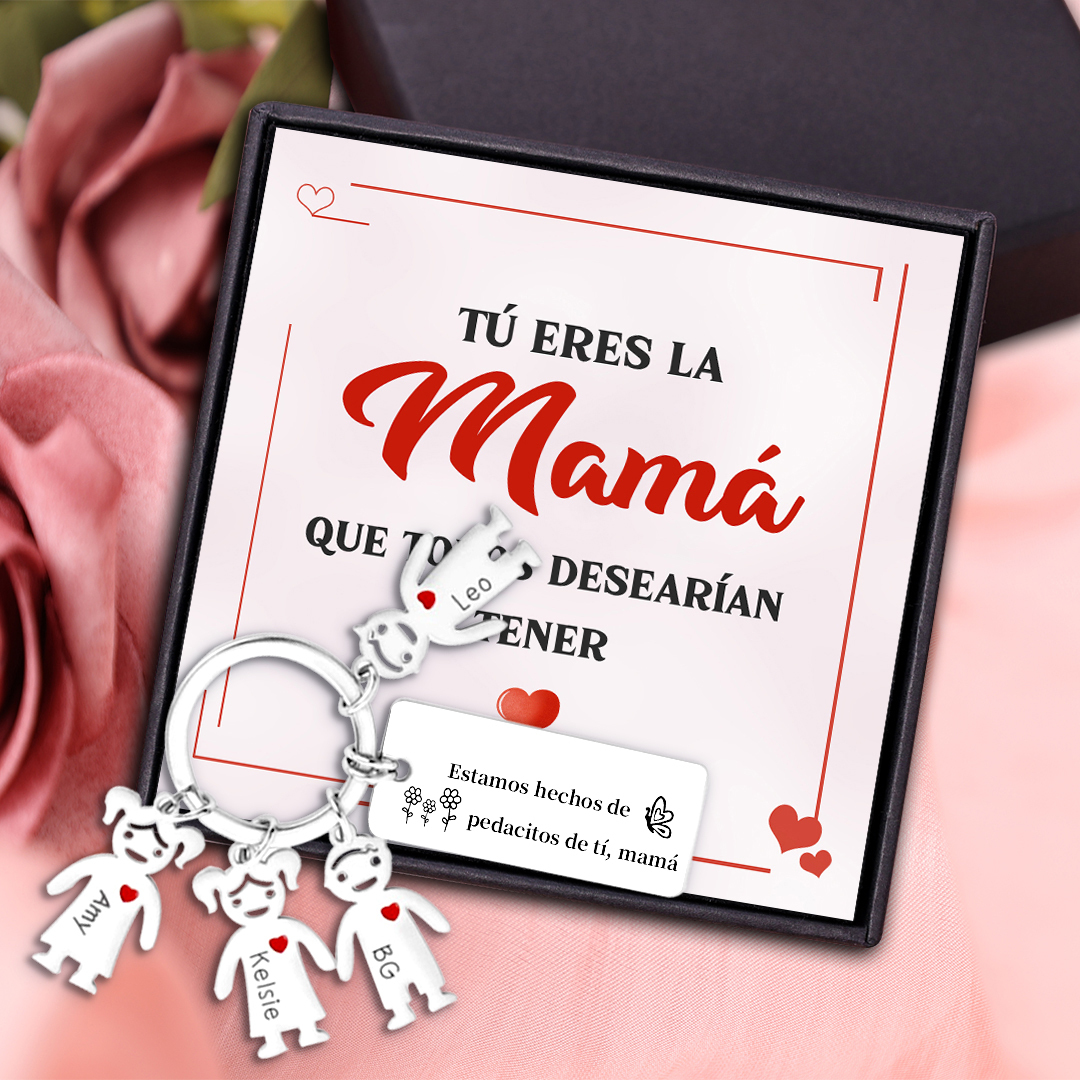 A mi mamá - Llavero 1-6 Nombres Personalizado con Charms de Niños-Jessemade ES