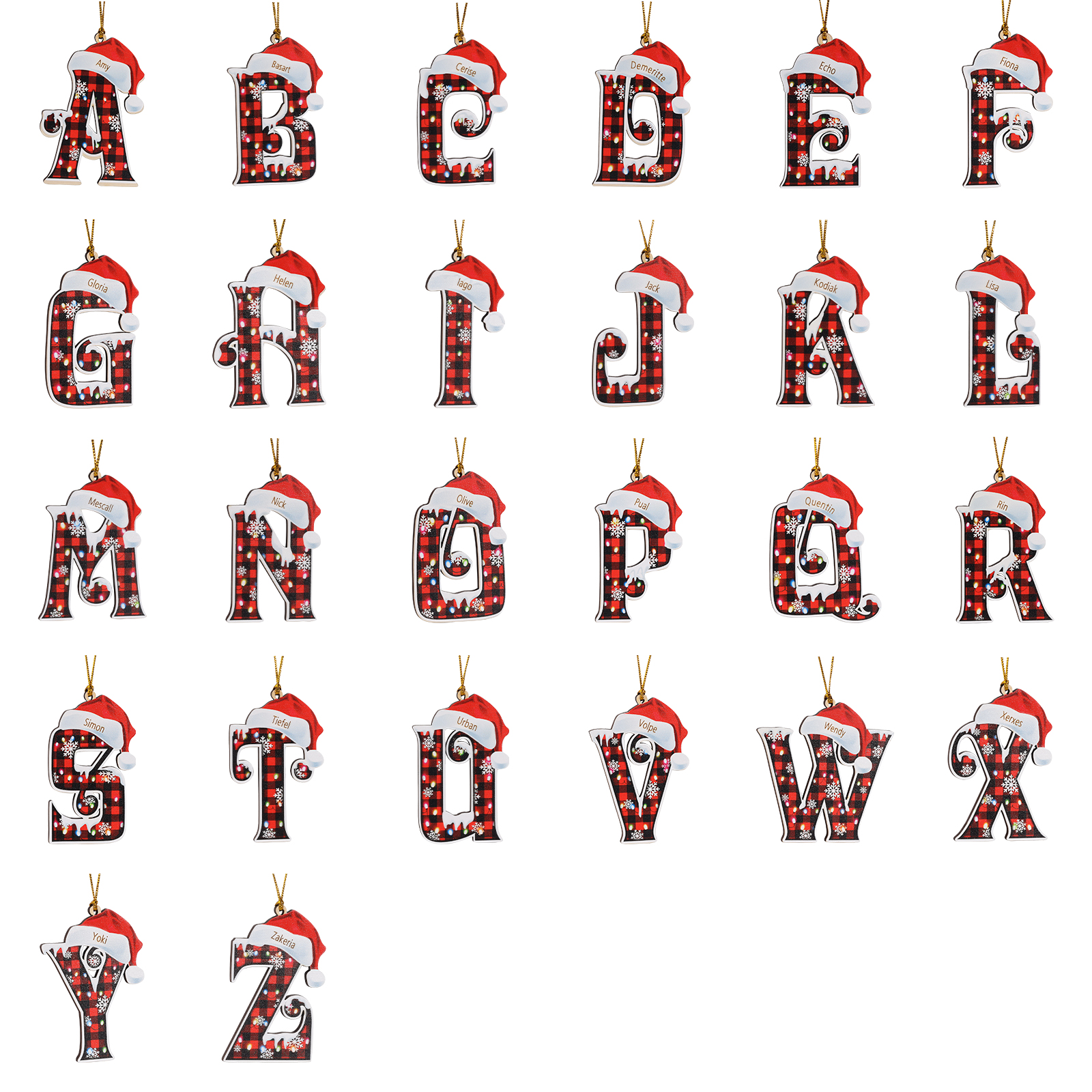 Navidad-Ornamentos Navideños de Madera Letra 1 Nombre Personalizado