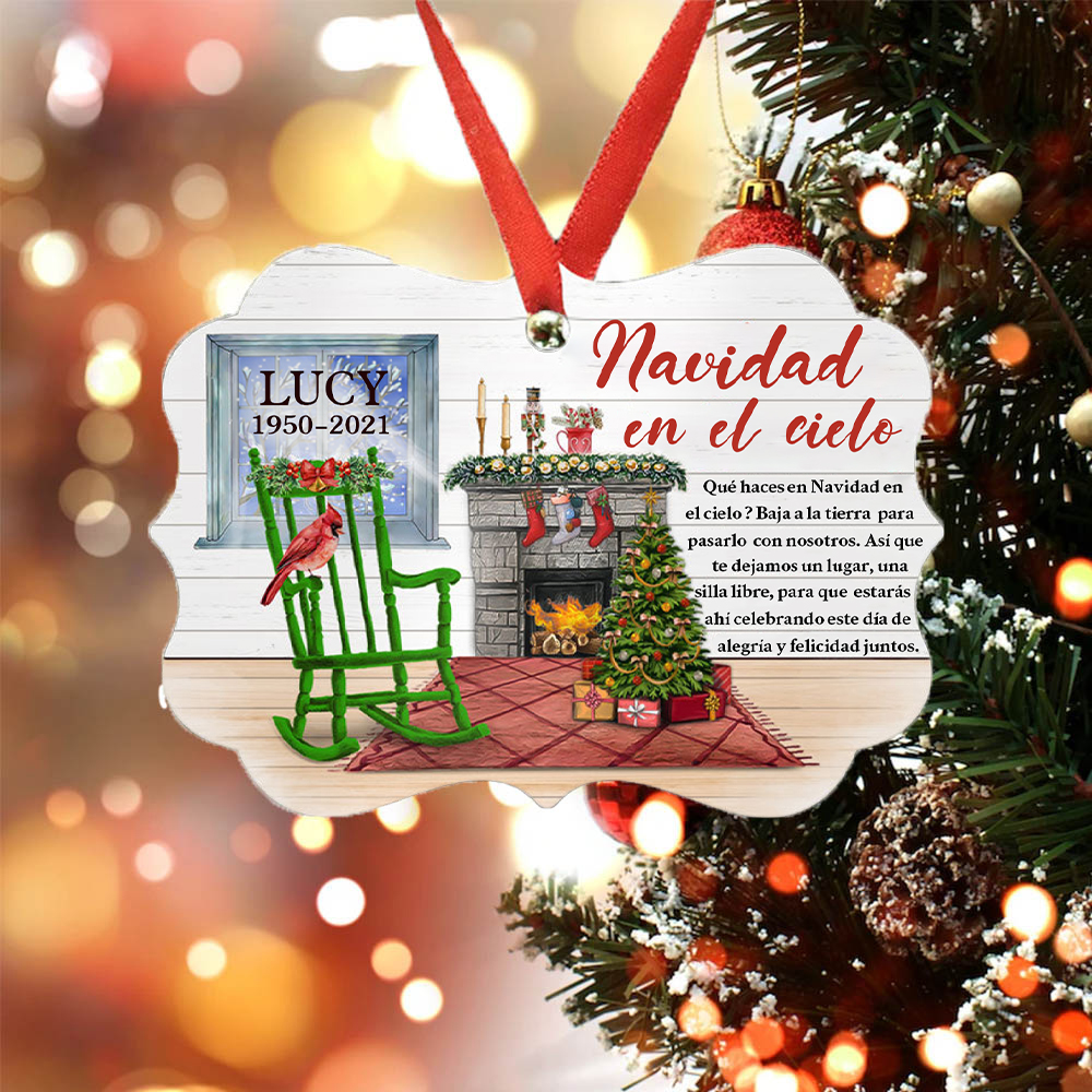Navidad-Ornamento navideño navidad en el cielo 1 nombre y un texto personalizados Adorno de madera