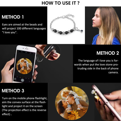 Pulsera de piedras con colgante de proyección de foto en color -Jessemade ES