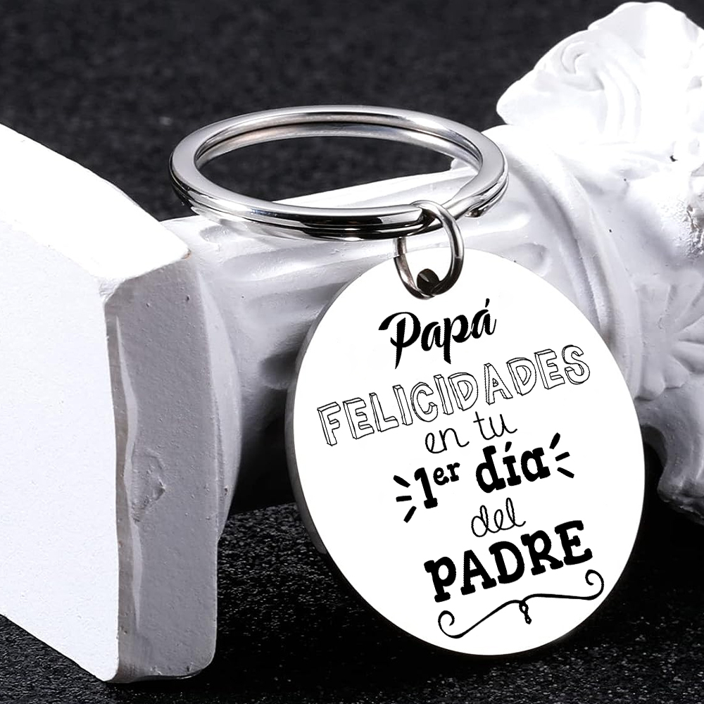 A mi papá-Llavero de placa redonda El 1er Día del PADRE personalizado con 1 nombre-Jessemade ES