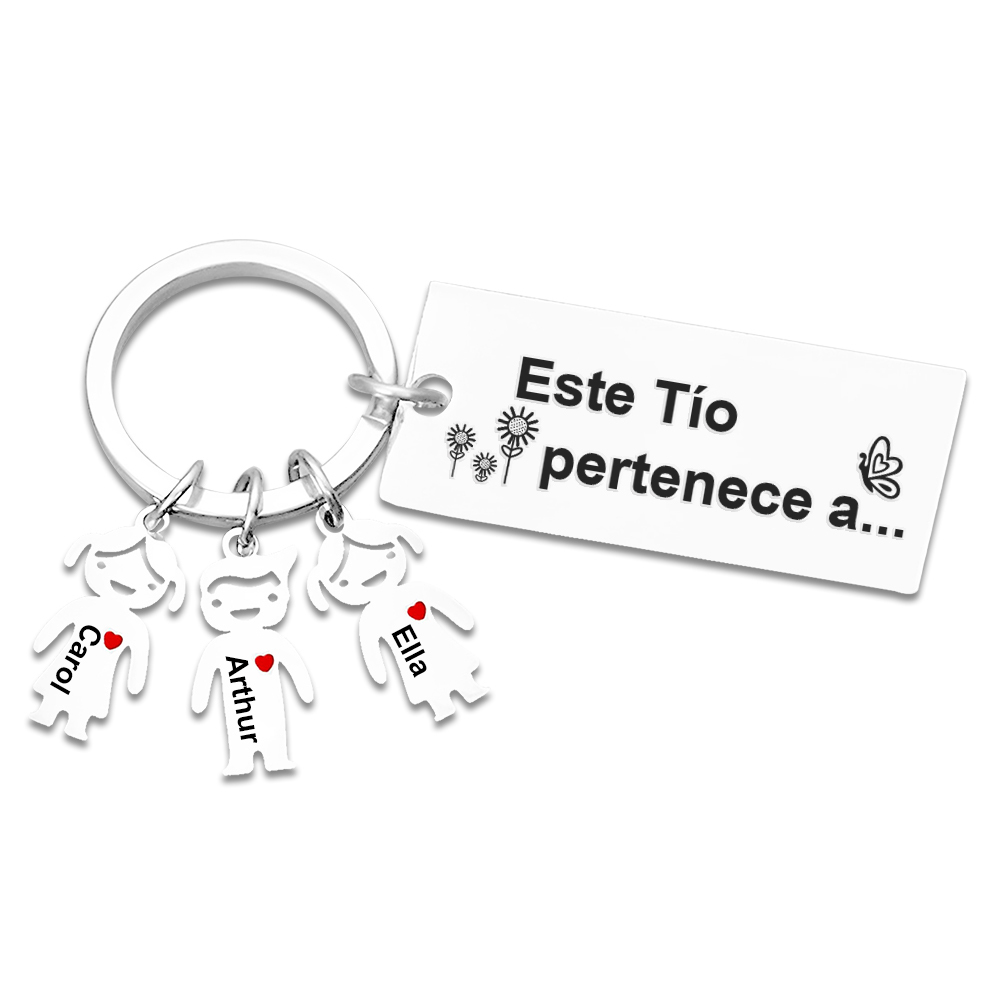 A mi tío - Llavero con 1-6 nombres personalizados en "niños" "Este Tío pertenece a..."-Jessemade ES