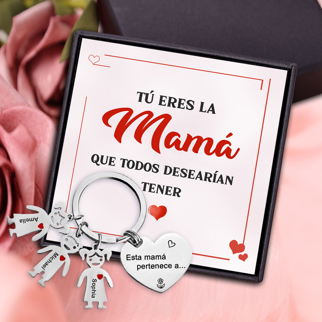 A mi mamá - Llavero con 3 nombres personalizados en "niños"-Jessemade ES