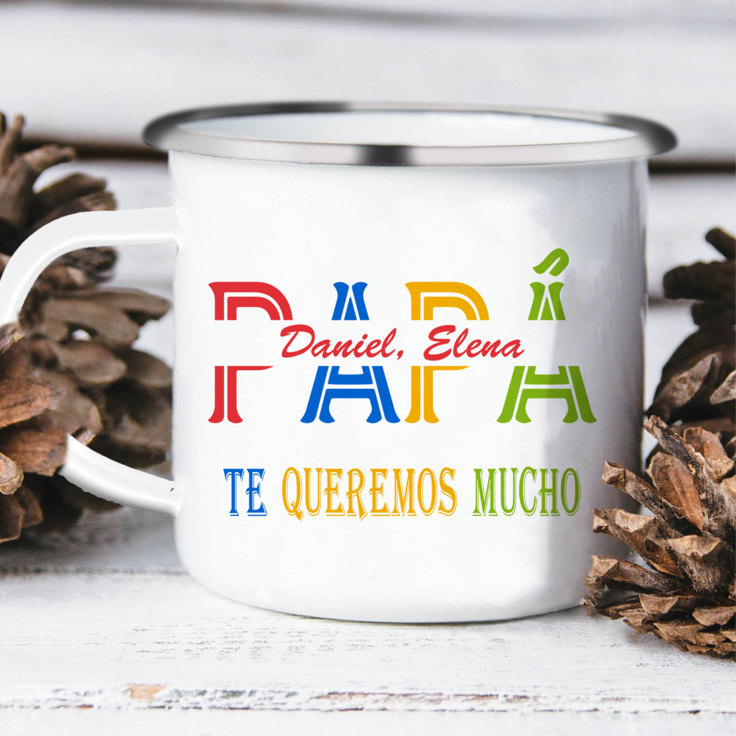 Taza para papá con 1 texto personalizado-Jessemade ES