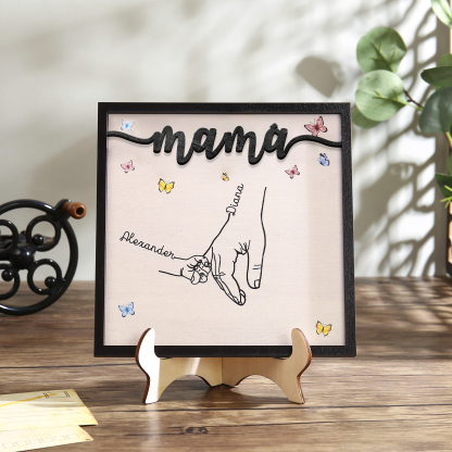 A mi mamá-Adorno 2-7 nombres personalizados decoración de madera mano con manitos-Jessemade ES