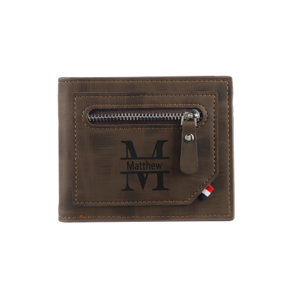 Cartera, billetera personalizada con 1 foto, 1 nombre y 1 letra monedero para hombre-Jessemade ES