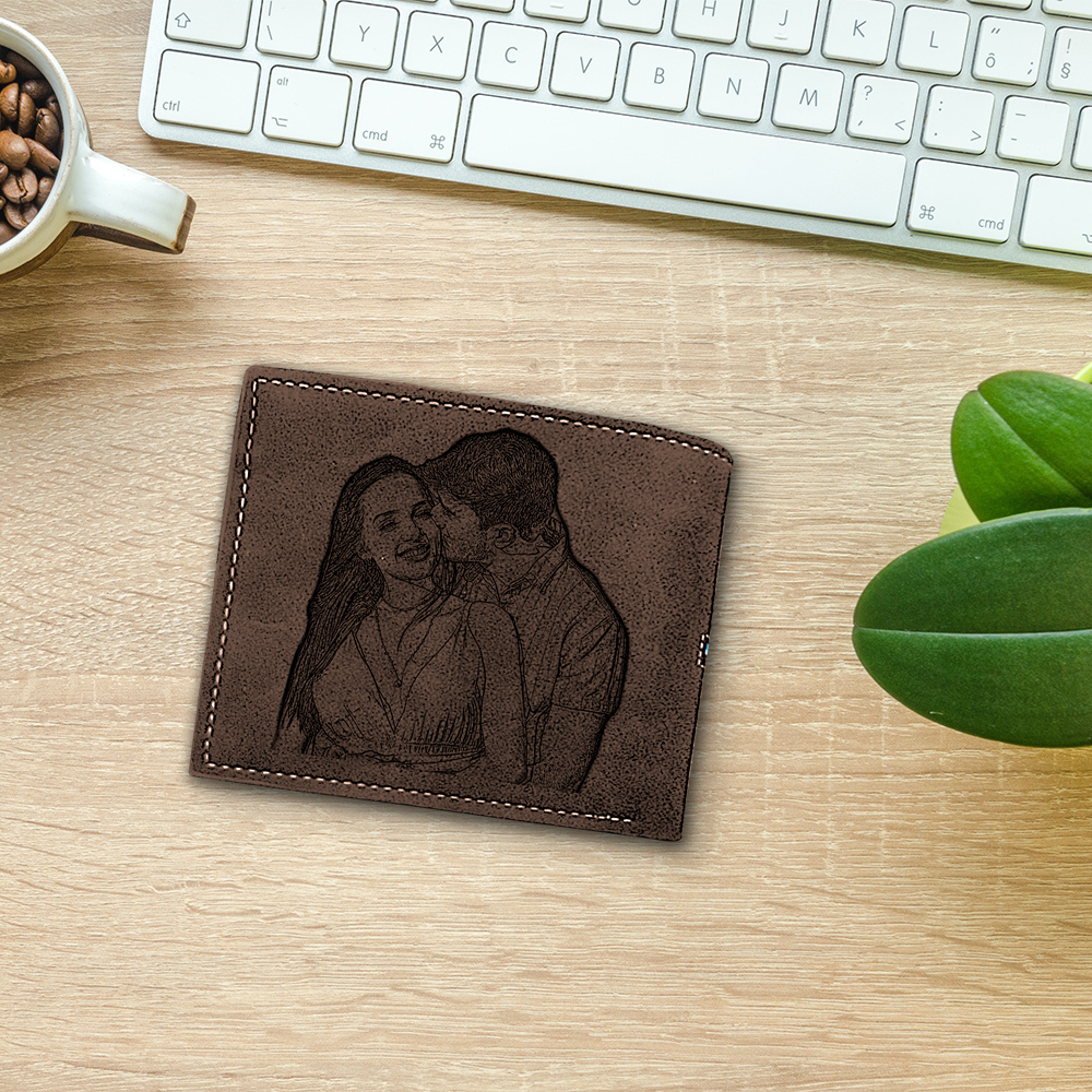 Cartera, billetera personalizada con 1 foto, 1 nombre y 1 letra monedero para hombre-Jessemade ES