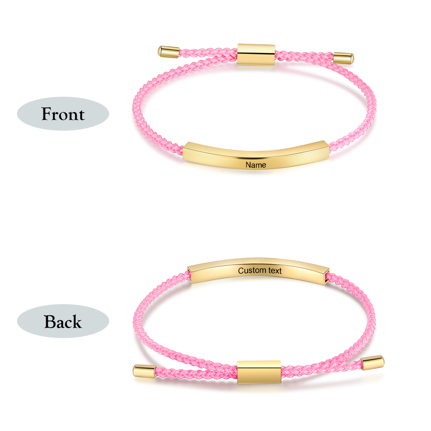 Pulsera de cuerda tejida a mano con nombre y texto personalizados seis colores