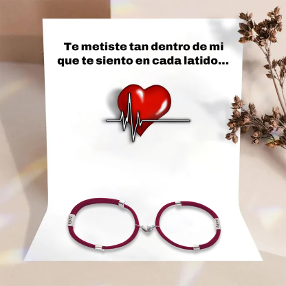 Pulsera de dos piezas de cuerda con 2 nombres personalizados para pareja con dije magnético | Jessemade