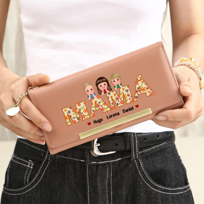 Cartera tipo llibro "MAMÁ" con 1-6 nombres y apariencias personalizados monedero clásico para mujer | Jessemade