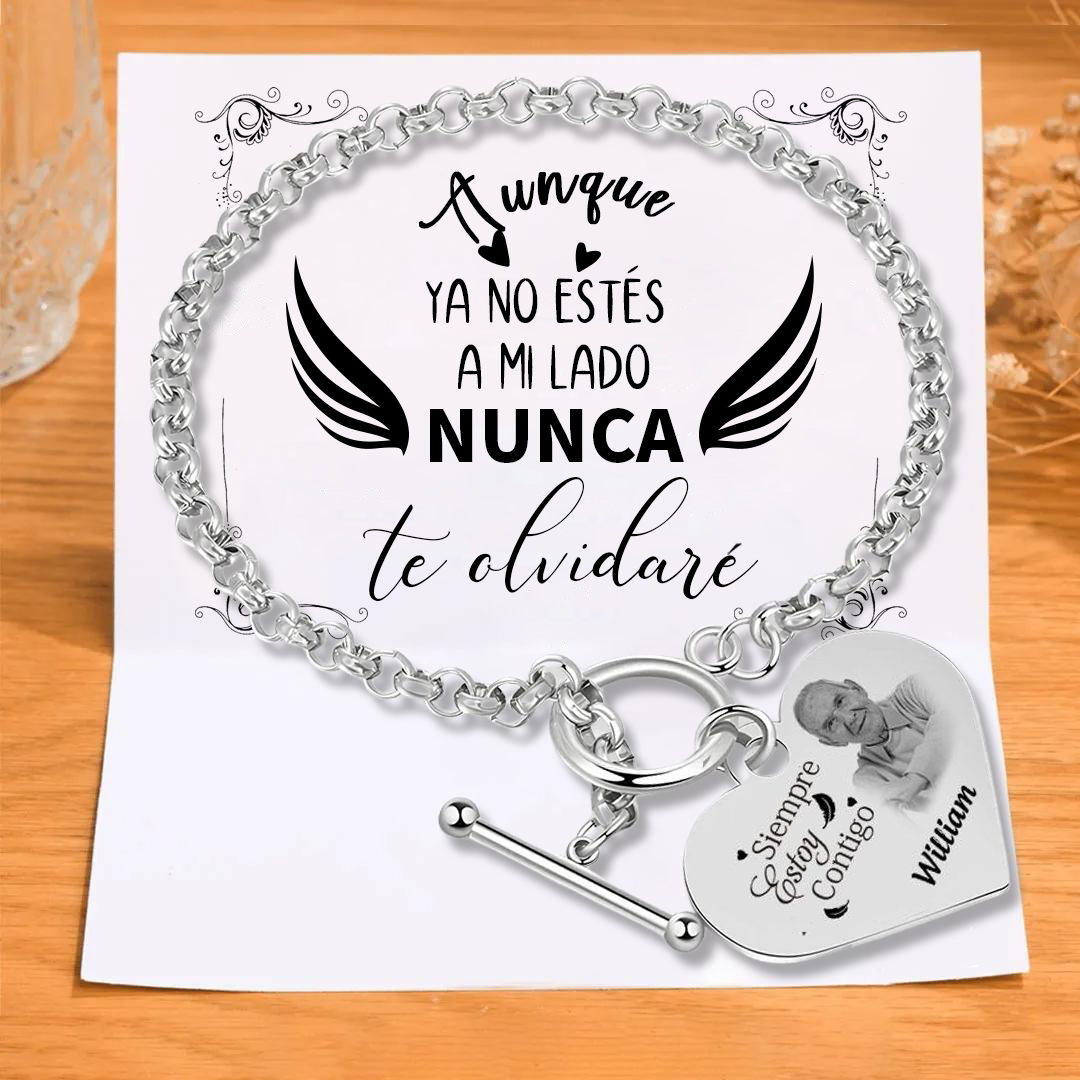 Pulsera Conmemorativa en Corazón con 1 Nombre y Foto Pulsera Personalizada | Jessemade